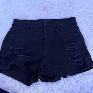 Black Distressed Women Shorts